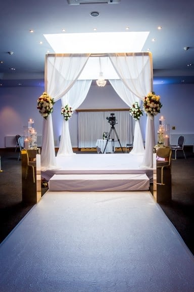 Jewish wedding chuppah with chandelier